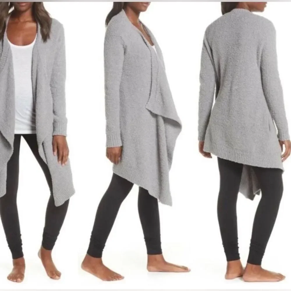 UGG Light Gray Open-Front Draped Phoebe Cardigan